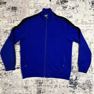 Polo Ralph Lauren Jacket Mens Large Blue Fleece Track Full Zip Pony Logo Y2K